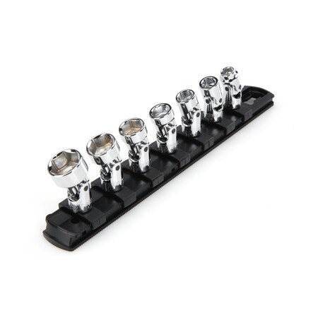 Tekton 1/4 Inch Drive Universal Joint Socket Set with Rail, 7-Piece (1/4-9/16 in.) SHD90109